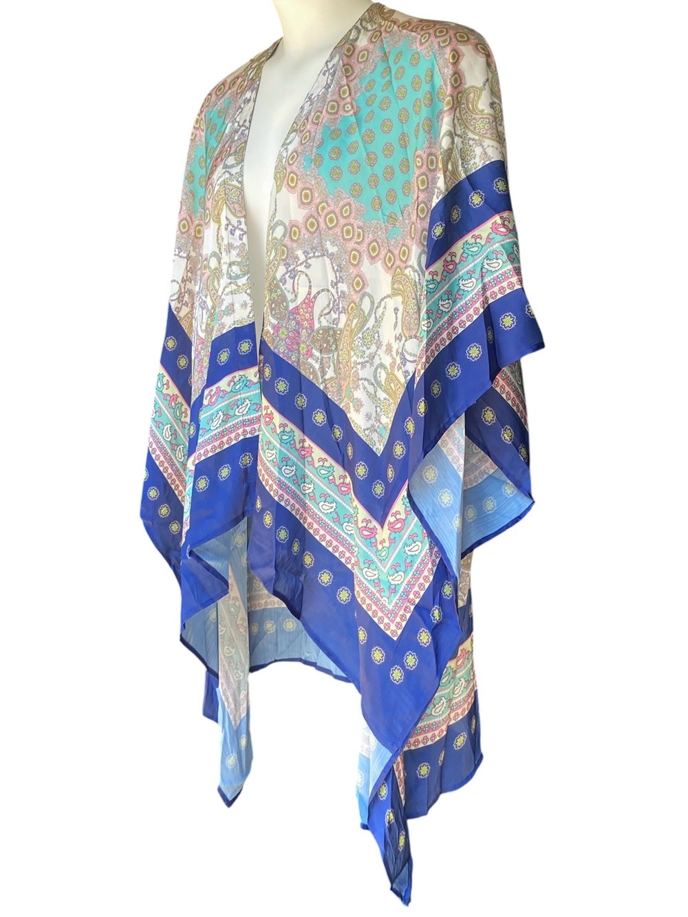NWT Umgee Boutique Style Satin Paisley Kimono Cardigan Womens Size Medium Large - Picture 3 of 9
